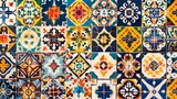Unique pattern of colorful tiles. Latin American, Seville, Spanish style.