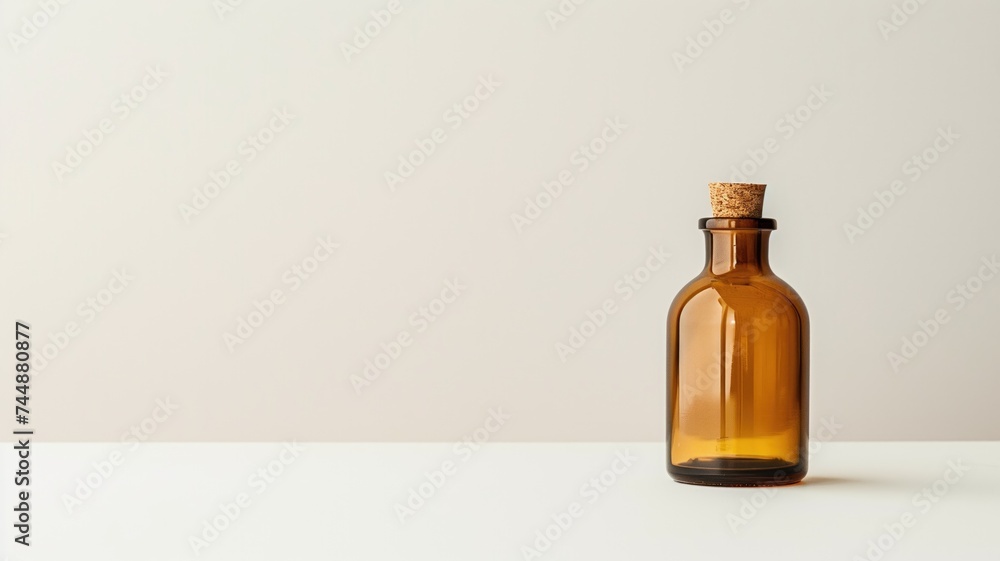 Simple amber bottle on a light background Simple amber bottle on a light background