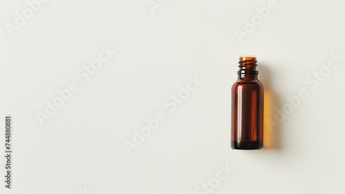 A brown glass bottle on a white background