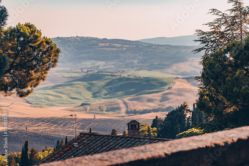 Beautiful Toscany (Tuscany) landscape view in Italy - Val D'Orcia Valley photo