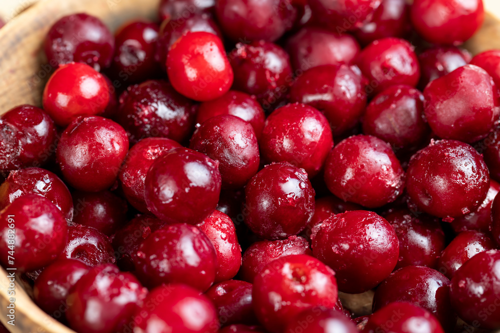 frozen berries of red ripe cherries frozen berries of red ripe cherries