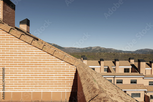 Terrace on the roof of a single-family home with views of the Guadarrama mountain range photo