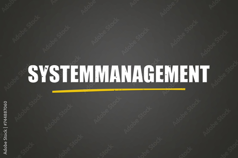 Systemmanagement. Eine schwarze Tafel mit weissem Text. Illustration mit Grunge Textstil. Systemmanagement. Eine schwarze Tafel mit weissem Text. Illustration mit Grunge Textstil.