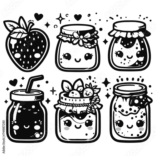 Cute jar of jam - vector illustration (ID: 744887280)