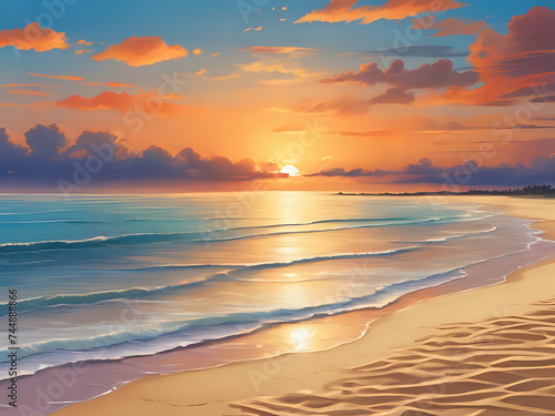 sunset sunrise beach sea wave © ika