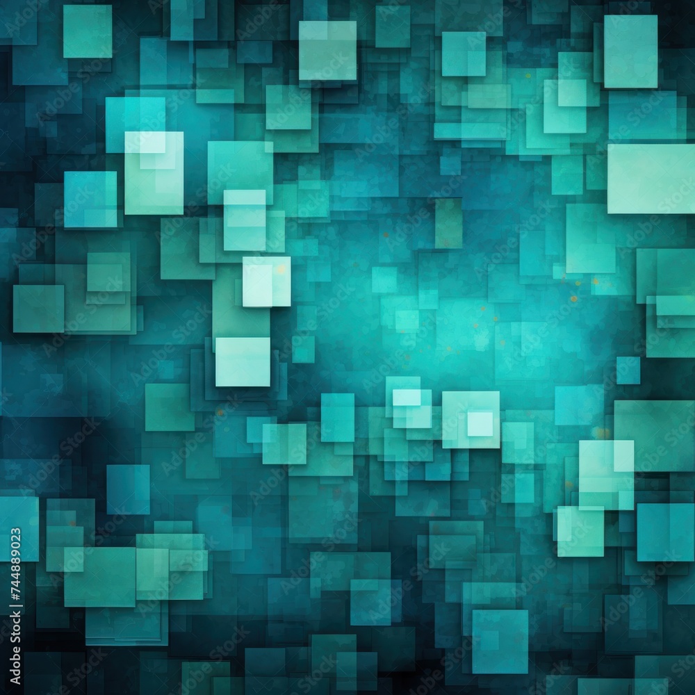 Abstract Teal Squares design background