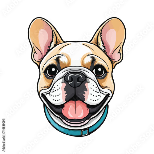 French bulldog sitting and looking at the camera. Vector illustration.