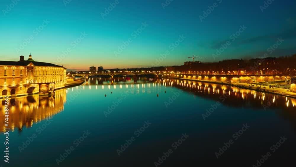 Timelapse Bridge of Catalans (Amidonniers Bridge) is Toulouse, France bridge crossing Garonne river. It is bridge in arch and stone and reinforced concrete inaugurated in 1908. Architect Paul Sejourne Timelapse Bridge of Catalans (Amidonniers Bridge) is Toulouse, France bridge crossing Garonne river. It is bridge in arch and stone and reinforced concrete inaugurated in 1908. Architect Paul Sejourne