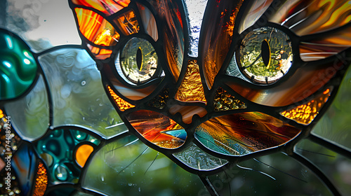 Radiant Cat Stained Glass Abstract