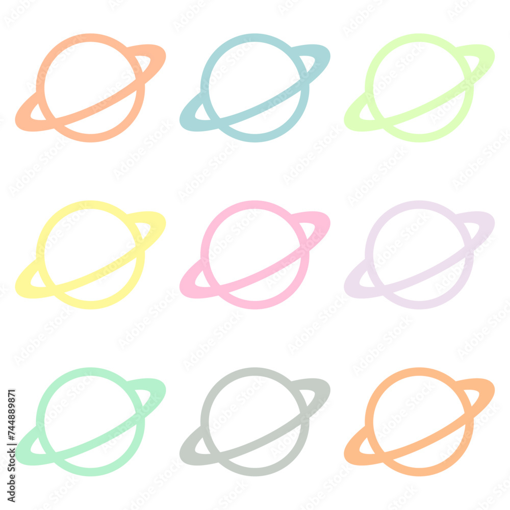 Colorful planet icons Colorful planet icons