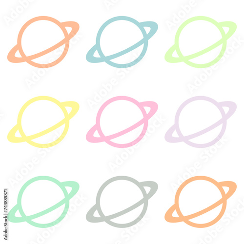 Colorful planet icons