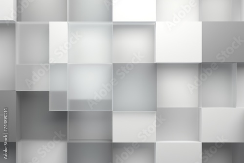 An abstract background with Gray and white squares, in the style of layered geometry