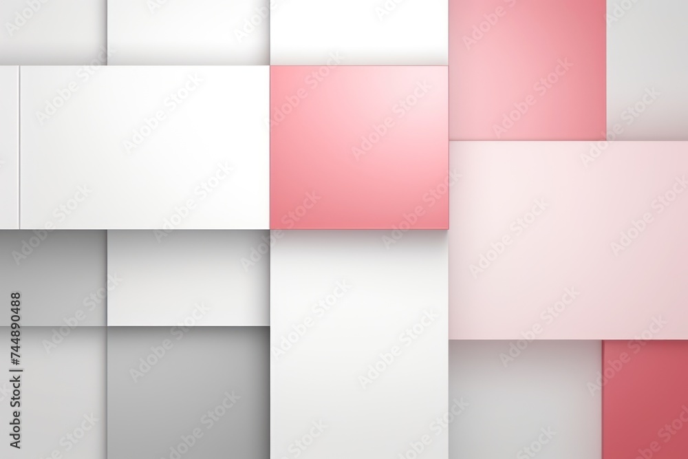 An abstract background with Pink and white squares, in the style of layered geometry