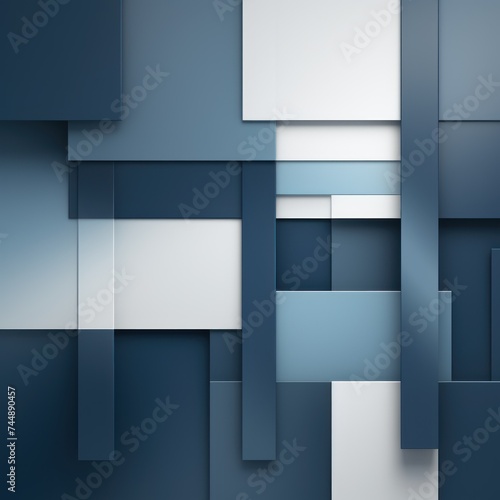 An abstract background with Navy Blue and white squares, in the style of layered geometry