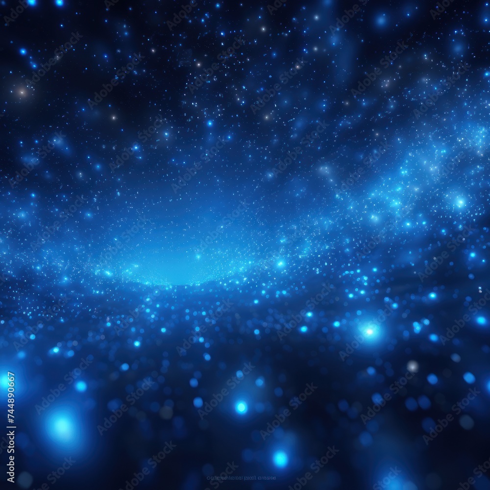 Digital azure particles wave and light abstract background with shining dots