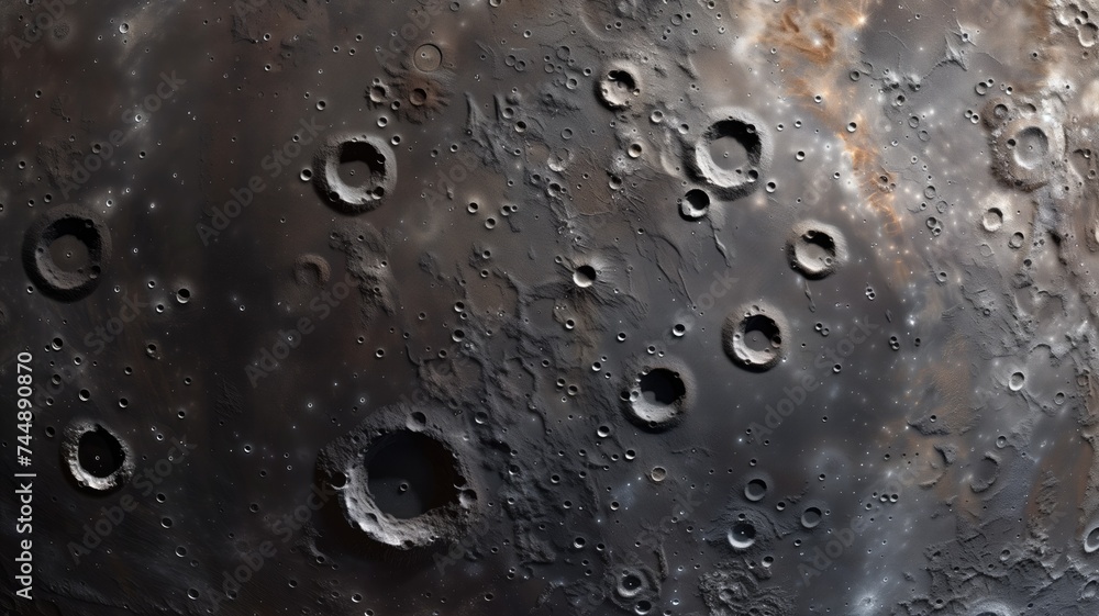 A highly detailed lunar surface with craters and geological features A highly detailed lunar surface with craters and geological features