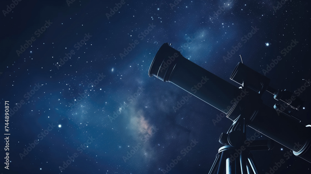 Telescope pointing towards a starry sky Telescope pointing towards a starry sky