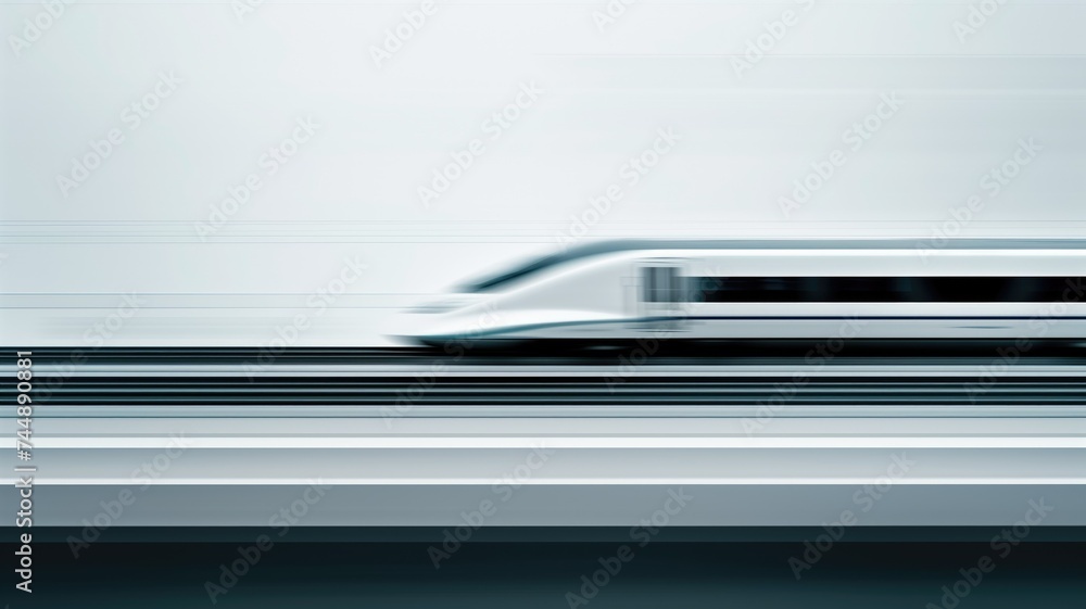 High-speed train in motion on a track High-speed train in motion on a track