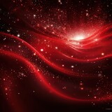 Digital red particles wave and light abstract background with shining dots