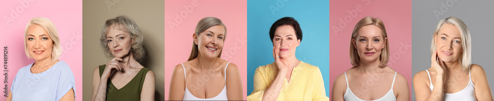 Beautiful ladies on different color backgrounds, collection of photos Beautiful ladies on different color backgrounds, collection of photos