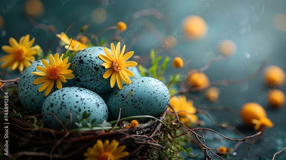 Generative AI : Frame background Happy Easter greeting background Generative AI : Frame background Happy Easter greeting background