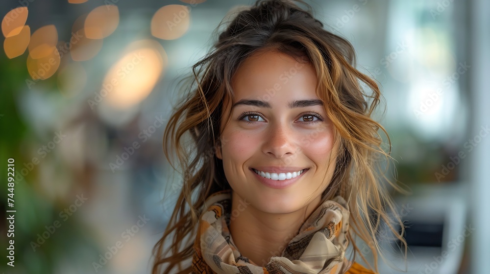 Generative AI : smiling woman in HR department of large corporation, Generative AI : smiling woman in HR department of large corporation,