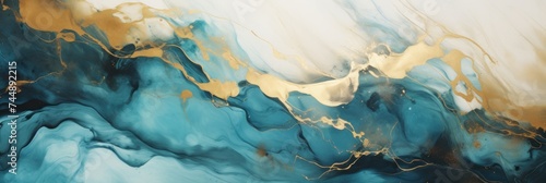Gold white blue liquid that is flowing photo