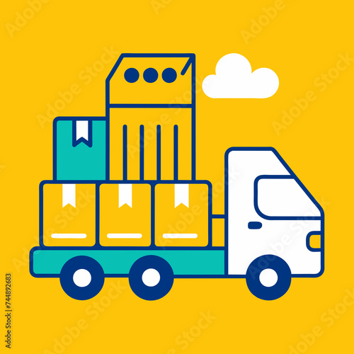 Delivery truck isolated. Transport services, logistics and freight of goods. vector illustration.