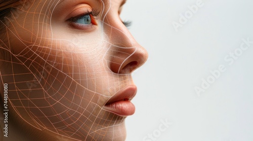 plastic surgery, beauty, Surgeon or beautician touching woman face, surgical procedure that involve altering shape of nose and face, doctor examines patient before rhinoplasty, medical assistance, AI