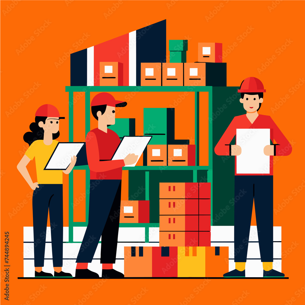 Work In Ware House Illustration, storage and industrial equipment, Logistics And Delivery Work In Ware House Illustration, storage and industrial equipment, Logistics And Delivery
