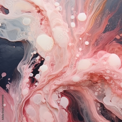 Pink white liquid that is flowing
