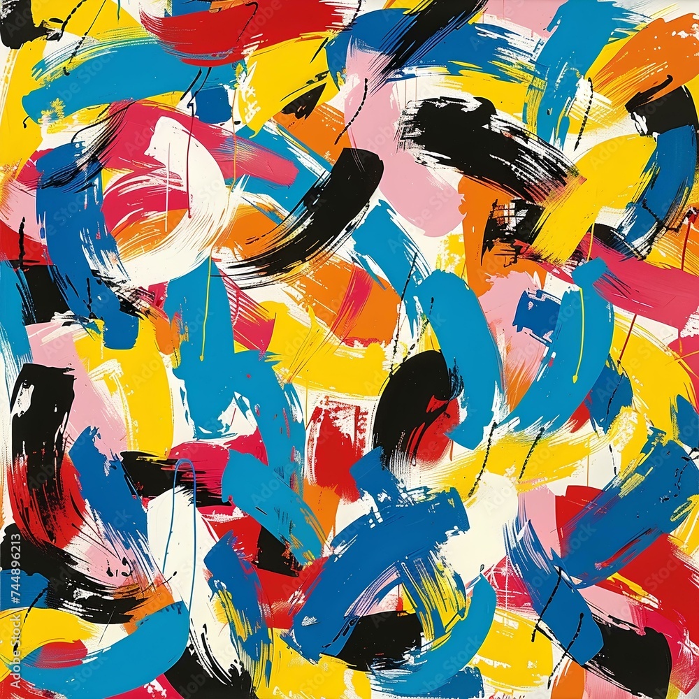 Abstract background with splash brushstrokes in colorful blue, red and yellow colors Abstract background with splash brushstrokes in colorful blue, red and yellow colors