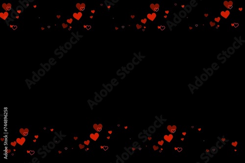 red and black background with hearts