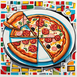 Vector image of creative pizza. Italian pizza abstract illustration. EPS version.