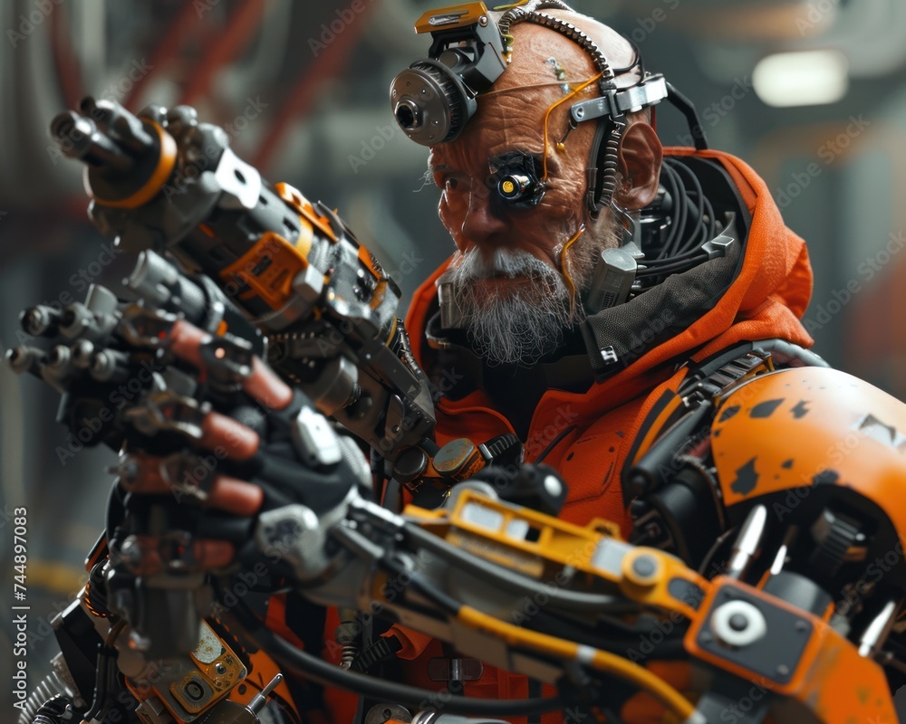Mechanic with bionic enhancements, a pioneer in nano-mechanics Mechanic with bionic enhancements, a pioneer in nano-mechanics