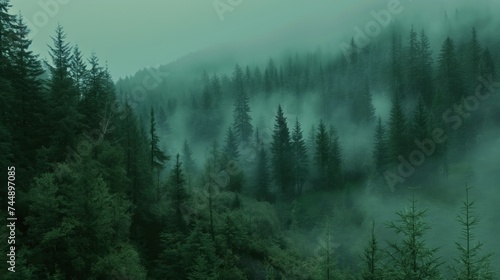 Green Forest With Fog and Mist created with Generative AI Technology, ai, generative © Wildcat93