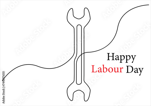 Continuous one line drawing of International labour day out line vector art illustration
 