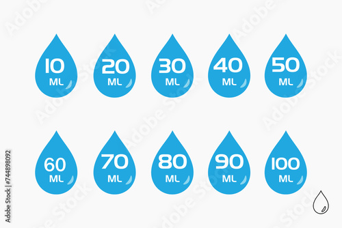 60 ml. Vector volume of 60 milliliters. Liquid drop design isolated on white background

