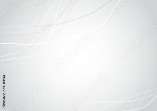 Abstract gray background with dynamic wave line and soft light. Vector illustration