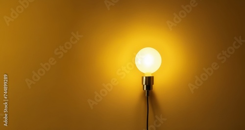  Illuminating simplicity - A single light bulb against a vibrant backdrop