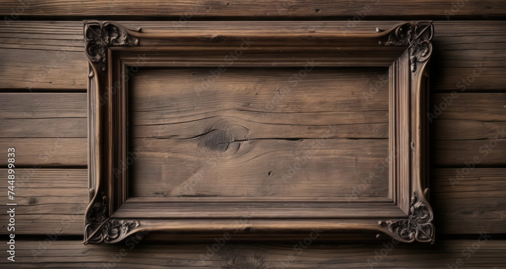 Awaiting Art - Empty Frame on Wooden Wall Awaiting Art - Empty Frame on Wooden Wall
