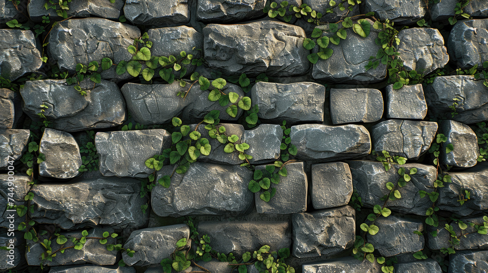 stone wall with green moss