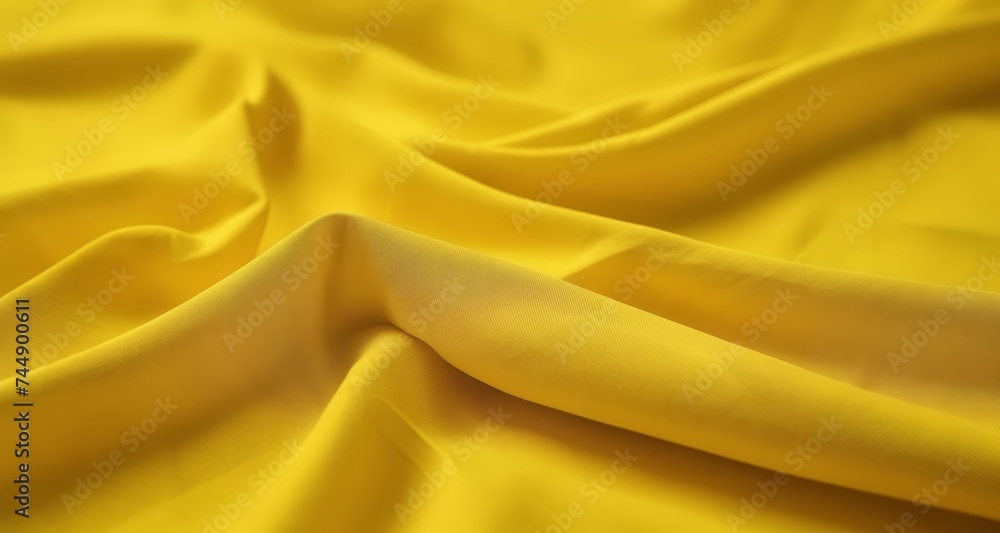 Vibrant yellow silk fabric, close-up texture Vibrant yellow silk fabric, close-up texture