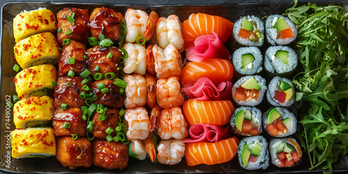 various japanese food sushi rolls