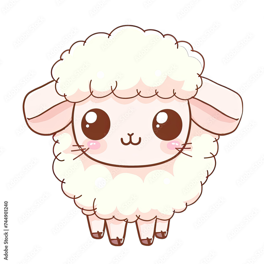 Cute cartoon kawaii easter lamb, isolated on white Cute cartoon kawaii easter lamb, isolated on white