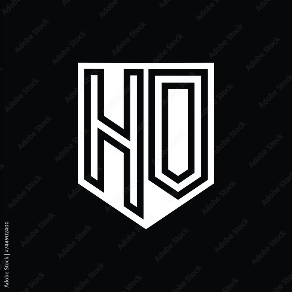 HO Letter Logo monogram shield geometric line inside shield design template HO Letter Logo monogram shield geometric line inside shield design template