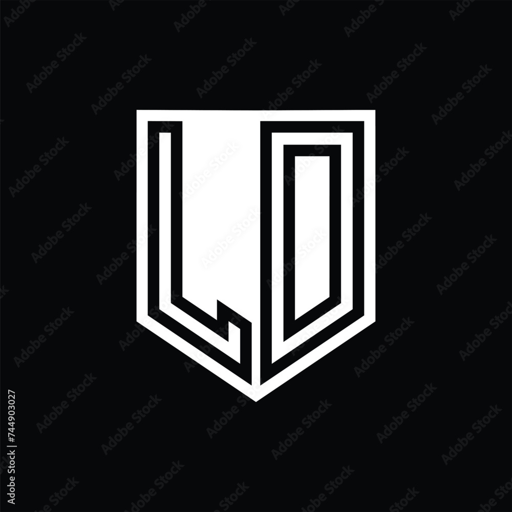 LD Letter Logo monogram shield geometric line inside shield design template LD Letter Logo monogram shield geometric line inside shield design template