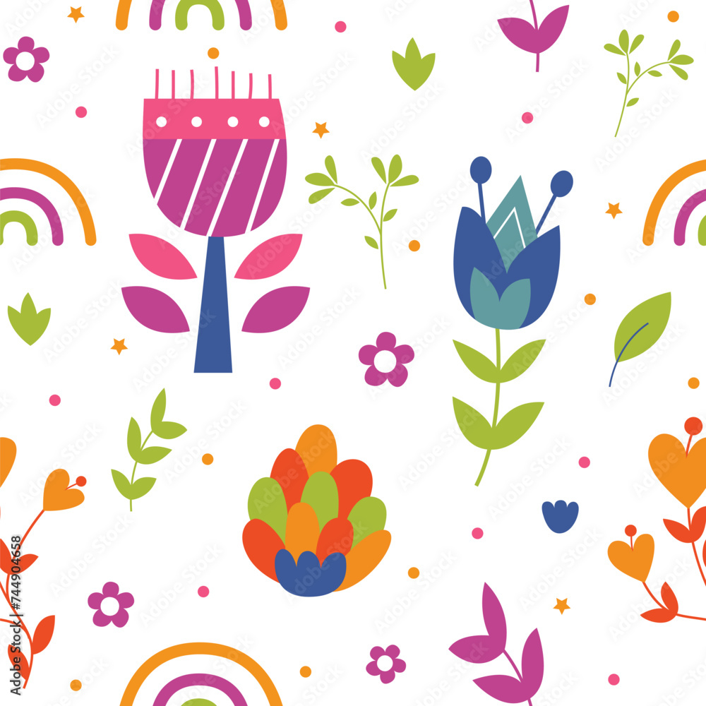 Seamless pattern of cute cartoon floral illustration Seamless pattern of cute cartoon floral illustration