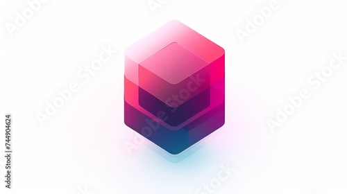 2d vector flat design of the cubism icon with violet gradients, in the style of white, dark indigo and light crimson, hyacinthe rigaud, soft atmospheric light, network, pure white background