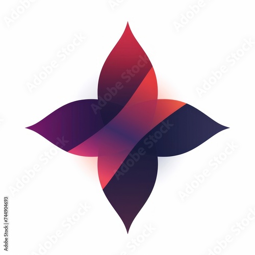 2d vector flat design of the cubism icon with violet gradients, in the style of white, dark indigo and light crimson, hyacinthe rigaud, soft atmospheric light,  network, pure white background photo